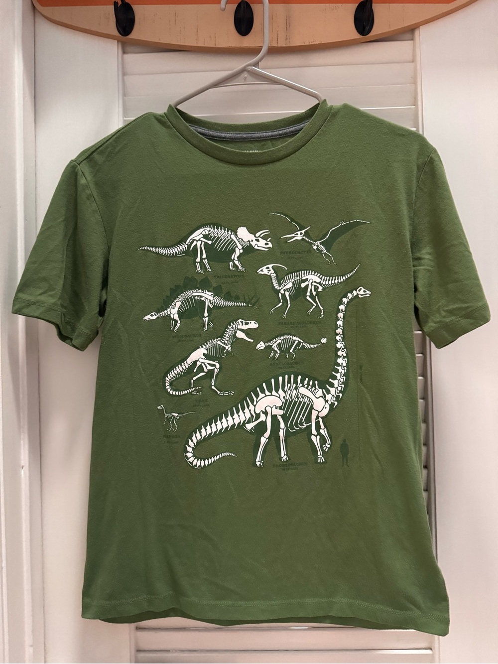 Old Navy Olive Green Dinosaur Skeleton Tee